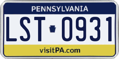 PA license plate LST0931