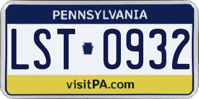 PA license plate LST0932