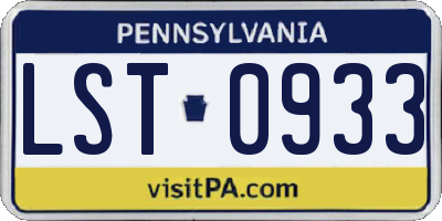 PA license plate LST0933