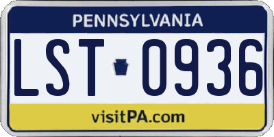 PA license plate LST0936