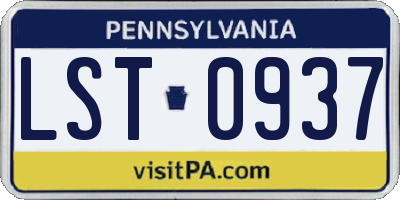 PA license plate LST0937