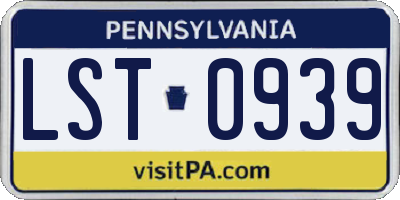 PA license plate LST0939