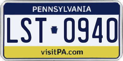PA license plate LST0940