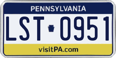 PA license plate LST0951