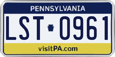 PA license plate LST0961