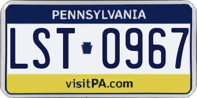 PA license plate LST0967