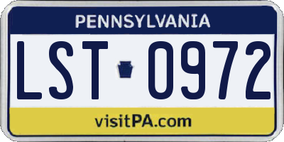 PA license plate LST0972