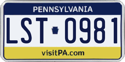 PA license plate LST0981