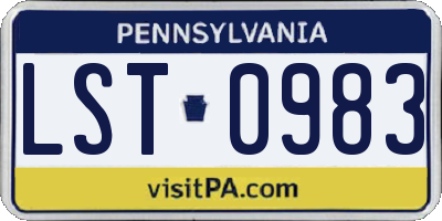 PA license plate LST0983