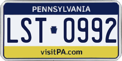 PA license plate LST0992