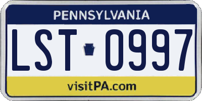 PA license plate LST0997