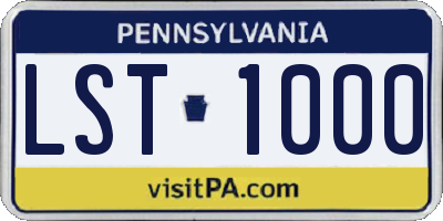 PA license plate LST1000