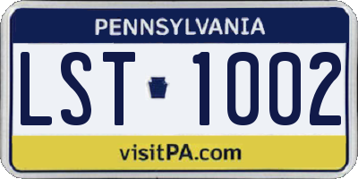 PA license plate LST1002