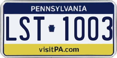 PA license plate LST1003