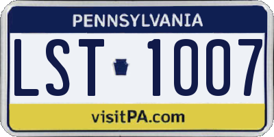 PA license plate LST1007