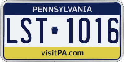 PA license plate LST1016