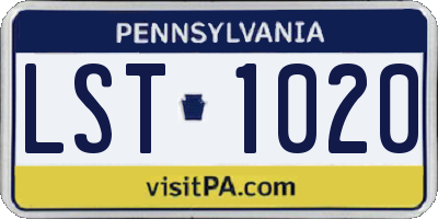 PA license plate LST1020