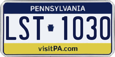 PA license plate LST1030