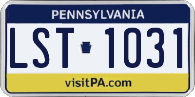 PA license plate LST1031