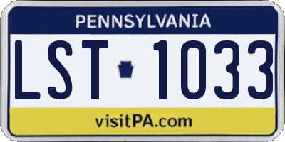 PA license plate LST1033