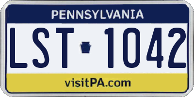 PA license plate LST1042