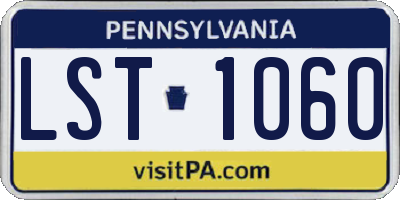 PA license plate LST1060