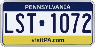 PA license plate LST1072