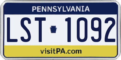 PA license plate LST1092