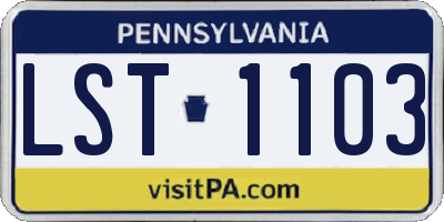 PA license plate LST1103