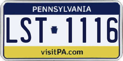 PA license plate LST1116