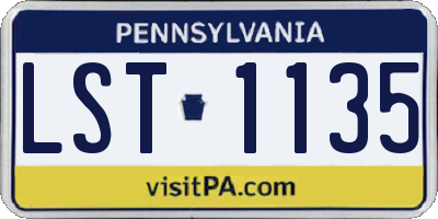 PA license plate LST1135