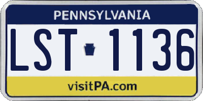 PA license plate LST1136