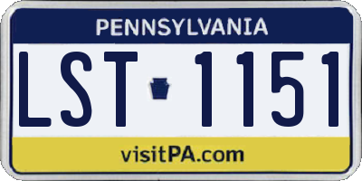 PA license plate LST1151