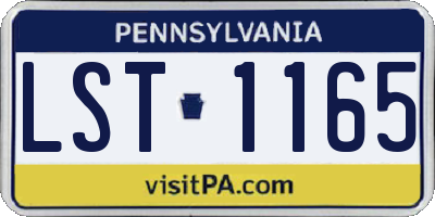 PA license plate LST1165