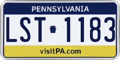 PA license plate LST1183
