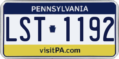 PA license plate LST1192
