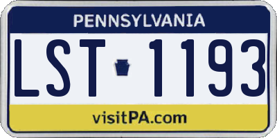 PA license plate LST1193