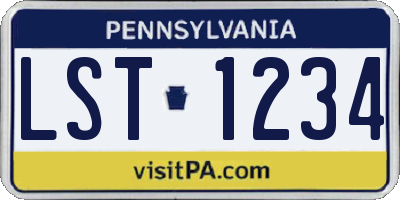 PA license plate LST1234