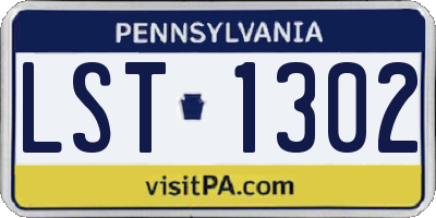 PA license plate LST1302