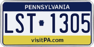 PA license plate LST1305