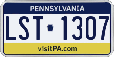 PA license plate LST1307