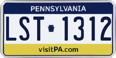 PA license plate LST1312