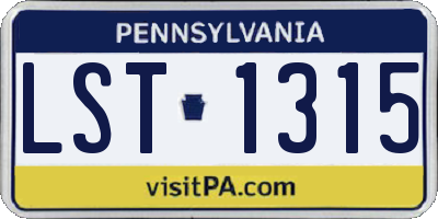 PA license plate LST1315