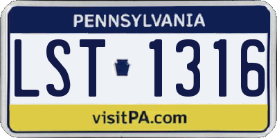 PA license plate LST1316