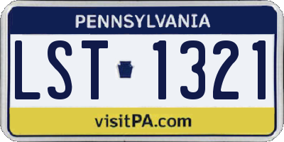 PA license plate LST1321