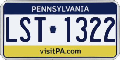 PA license plate LST1322
