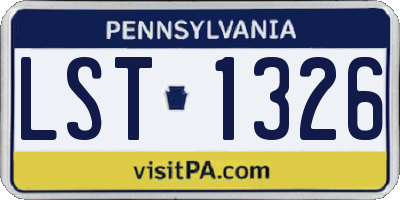 PA license plate LST1326