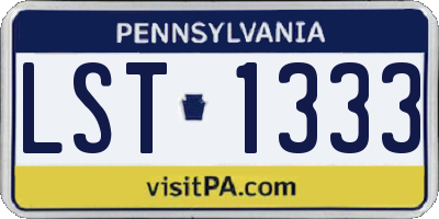 PA license plate LST1333