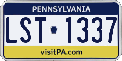 PA license plate LST1337