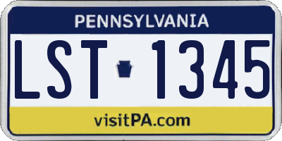 PA license plate LST1345